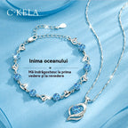 ✨✨【Náramok + náhrdelník】💎💎Sada náramku a náhrdelníka zo striebra 925 Srdce oceánu-K