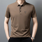 【M-4XL】Poletje 2026 Nova ledeno svilena polo majica s pol rokavi in reverjem