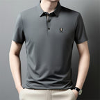 【M-4XL】Poletje 2026 Nova ledeno svilena polo majica s pol rokavi in reverjem