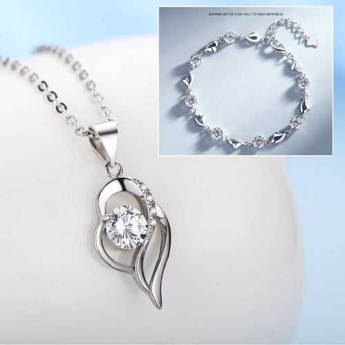 ✨✨【Náramok + náhrdelník】💎💎Sada náramku a náhrdelníka zo striebra 925 Srdce oceánu-K