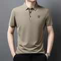 【M-4XL】Poletje 2026 Nova ledeno svilena polo majica s pol rokavi in reverjem