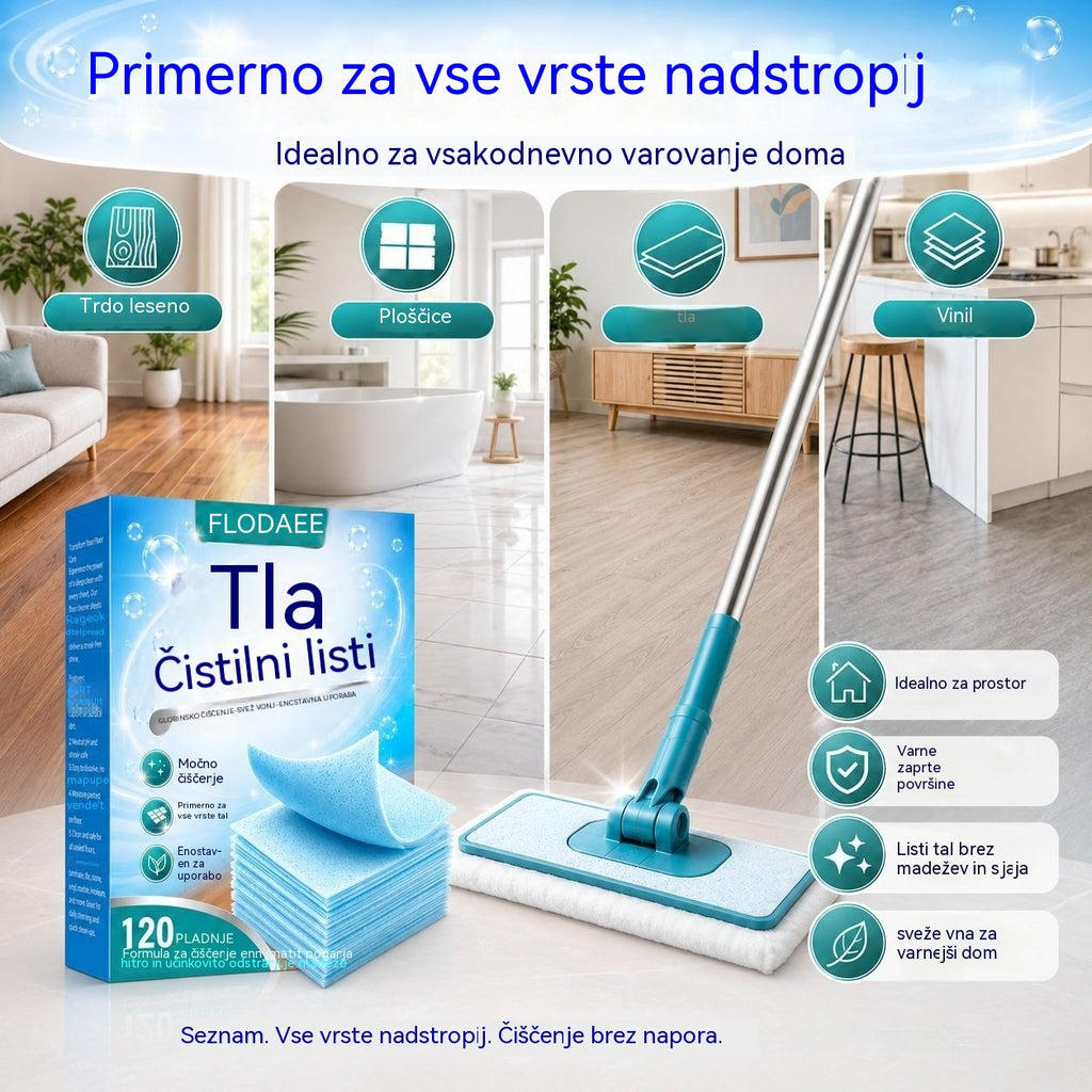🔥【2 pakiranji / 240 robčkov】🥳 Najbolj prodajan izdelek leta 2026! 🥳💞 ✨ Prodano že več kot 50.000 kosov!  💧 V vodi topni čistilni robčki za tla: Enostavno očistite in spolirajte vse vrste talnih površin. 🧹✨