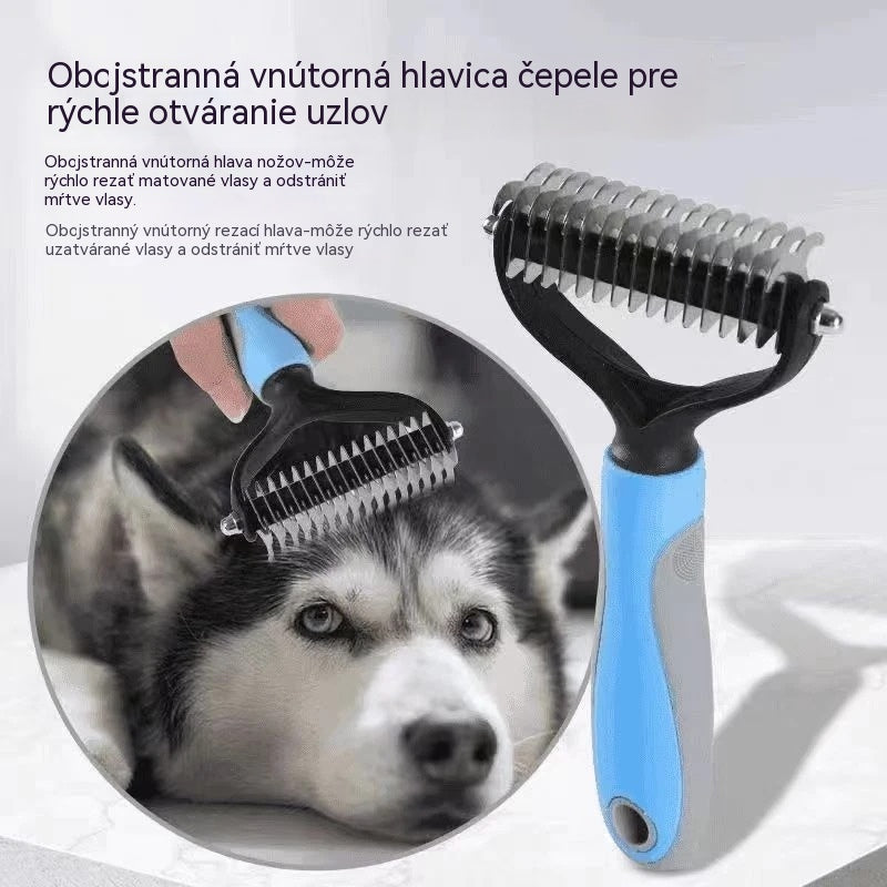 🐶【Kupite 1, dobite 1 gratis】Dvostranske krtače za nego hišnih ljubljenčkov za striženje in odstranjevanje dlak