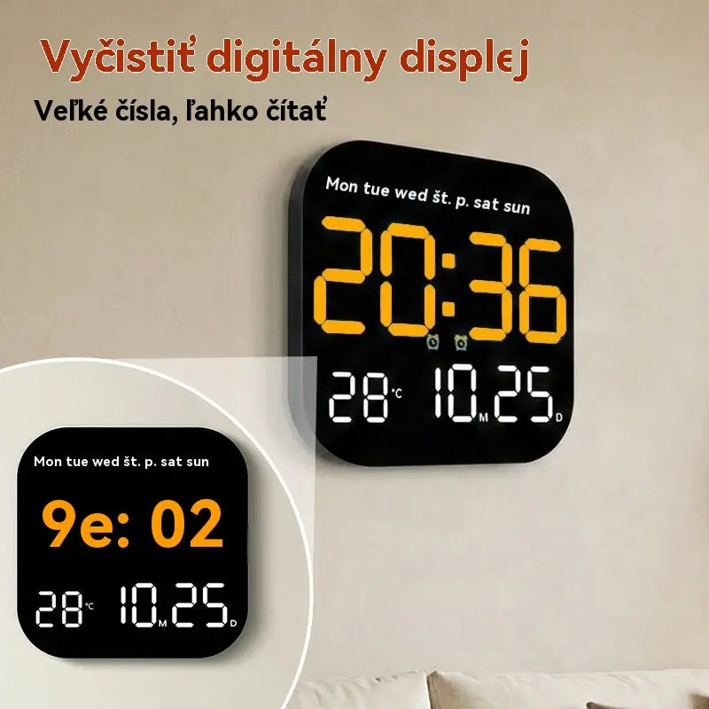 🛏️ Digitálne hodiny do domácnosti a kancelárie – jemné budenie, rozlúčte sa s rušivými budíkmi! Nastaviteľný jas, tichá prevádzka v noci. Zobrazuje aj teplotu. Spoľahlivý spoločník pre váš každodenný život. 🌙