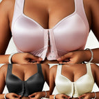 😍👙【3-balenie】【40-100 kg】Dámska push-up podprsenka bez kostíc pre väčšie veľkosti so zapínaním vpredu a úpravou proti prehýbaniu