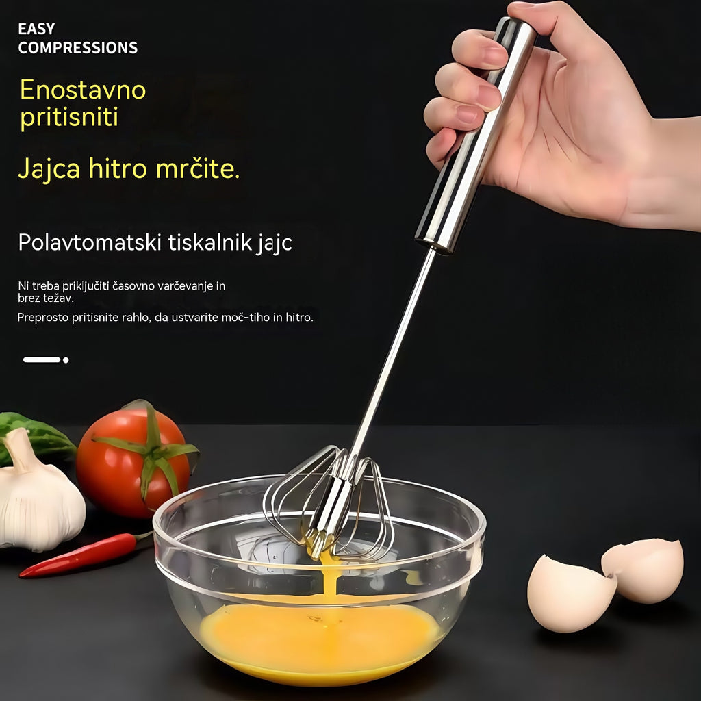 【3-delni komplet】Polavtomatska metlica za jajca iz nerjavečega jekla